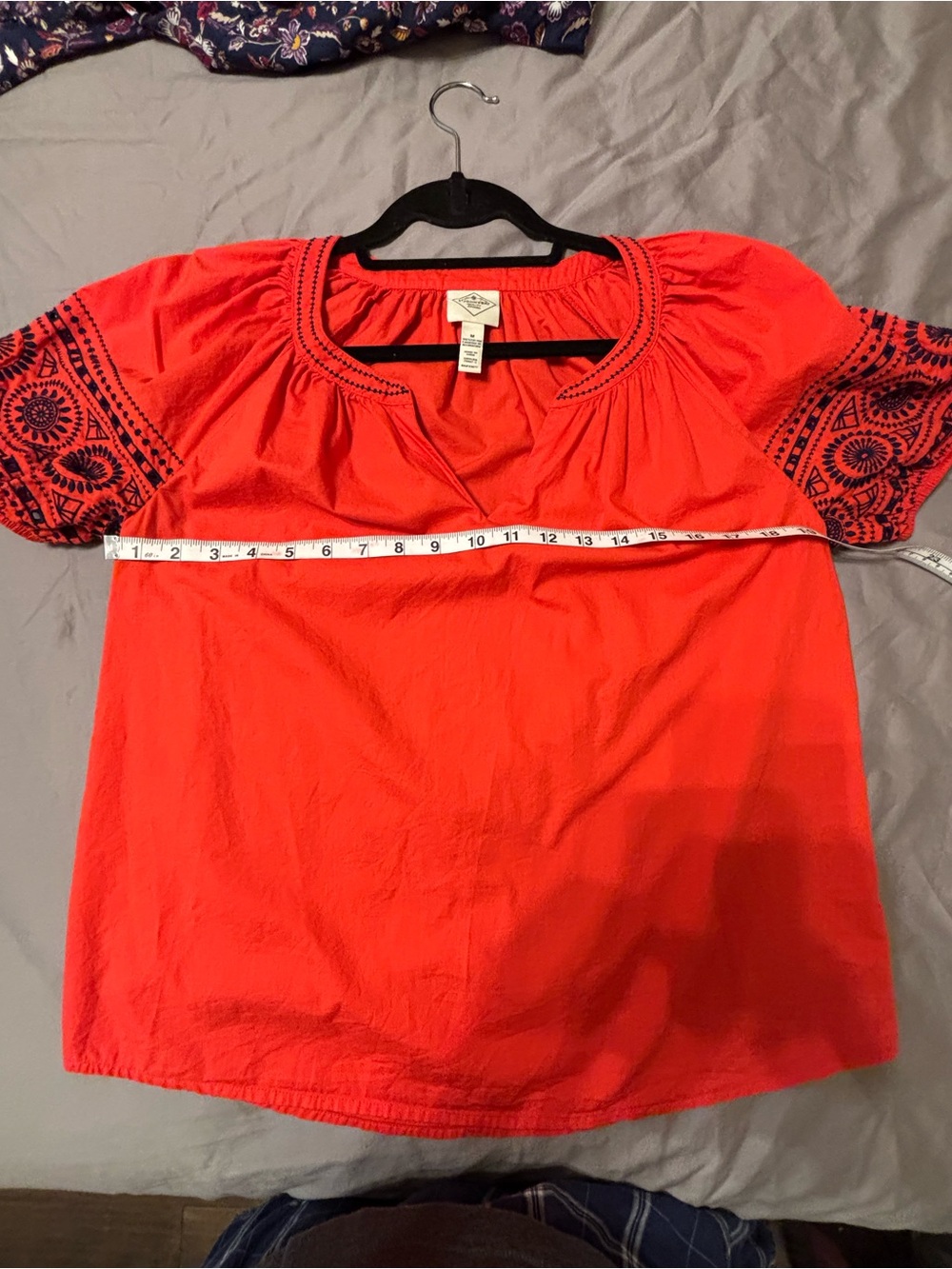 St. John’s Bay 100% Cotton Embroidered Peasant Blouse Orange Medium - Picture 13 of 16